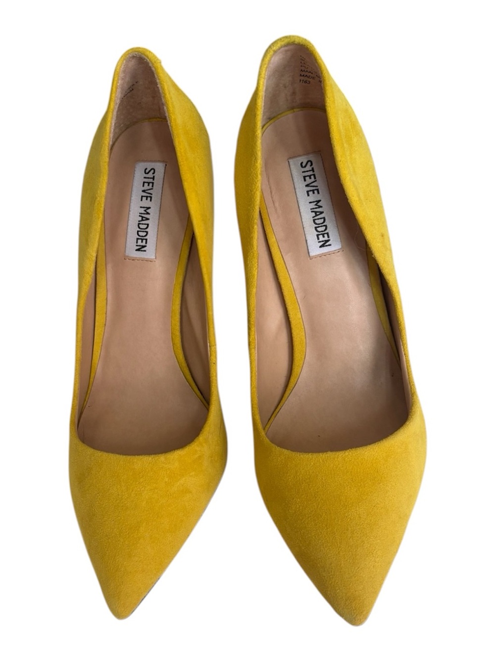 Yellow Suede Pointed-Toe Stiletto Heels - Picture 10 of 10